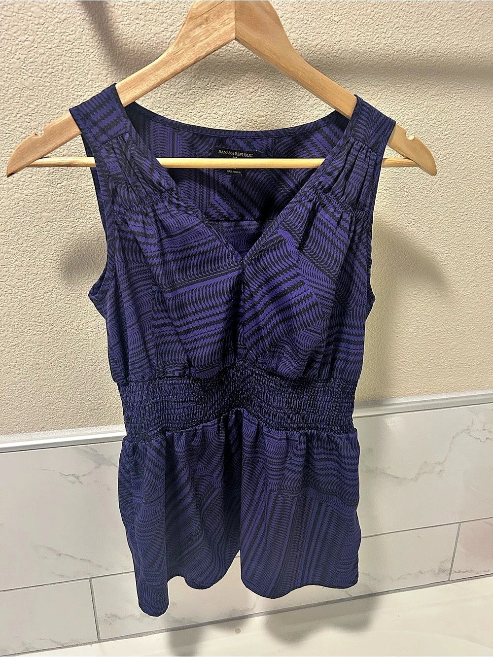 Banana Republic Blue Geometric Blouse